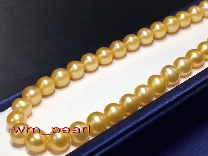 NATURAL 10-11MM GENUINE SOUTH SEA GOLDEN PEARL PENDANT NECKLACE 14K GOLD
